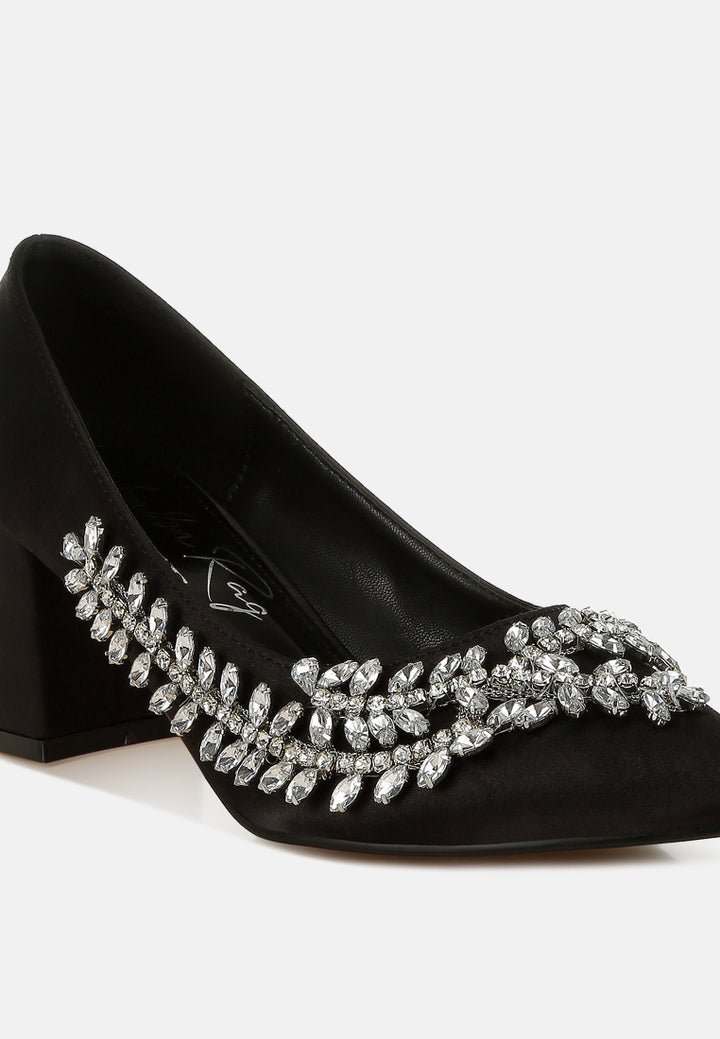 satin diamante embellished pumps#colour_black