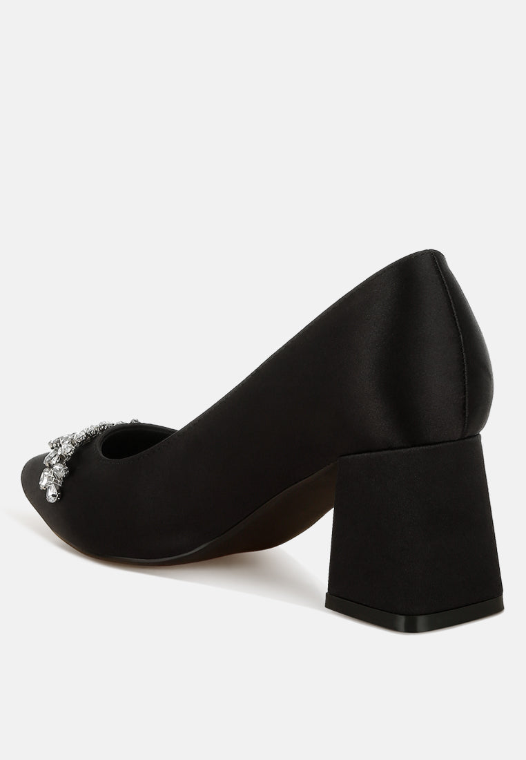 satin diamante embellished pumps#colour_black