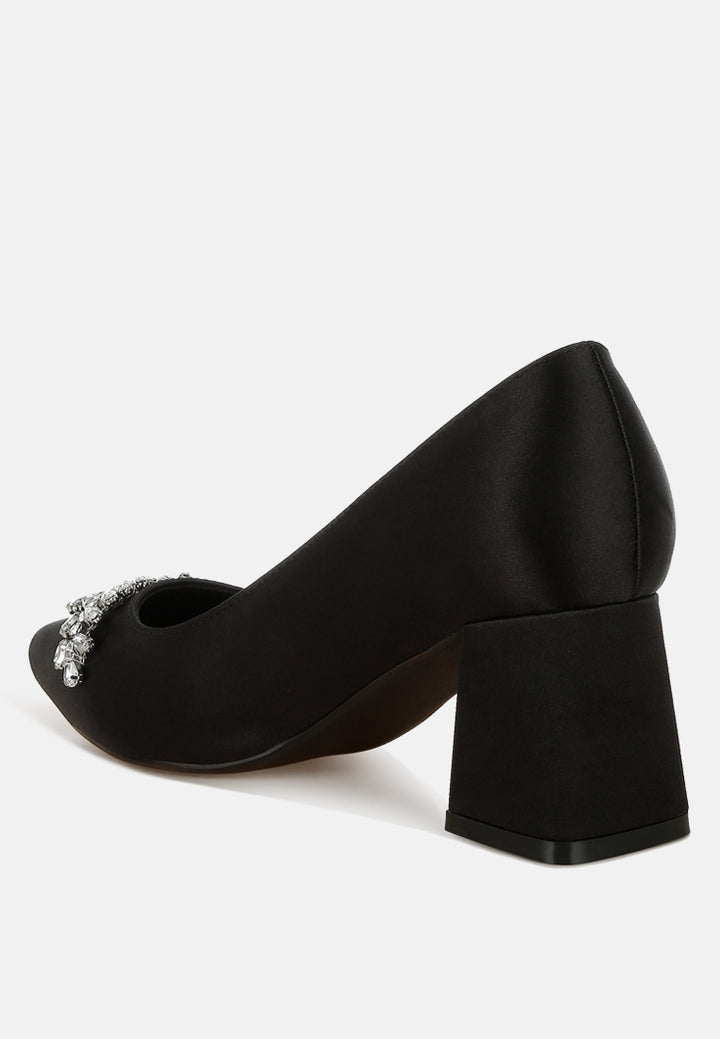 satin diamante embellished pumps#colour_black