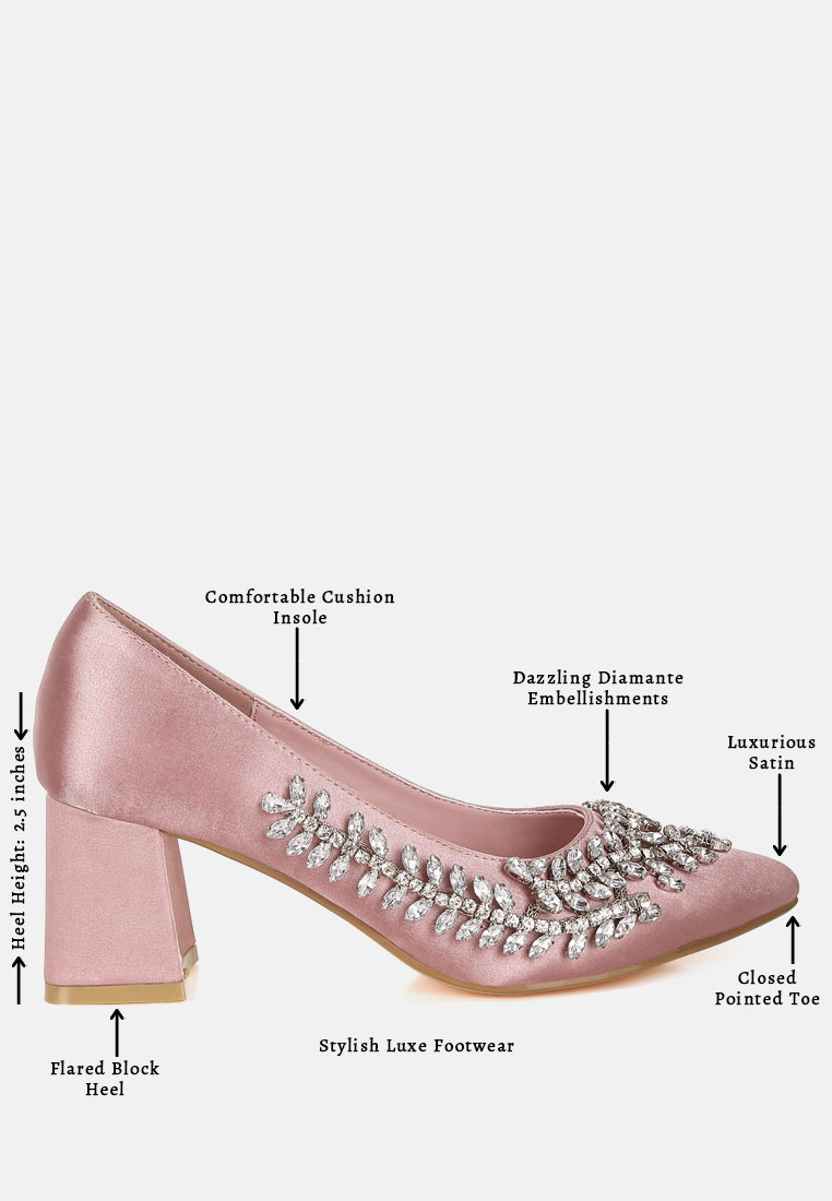 women satin diamante embellished pumps#color_blush