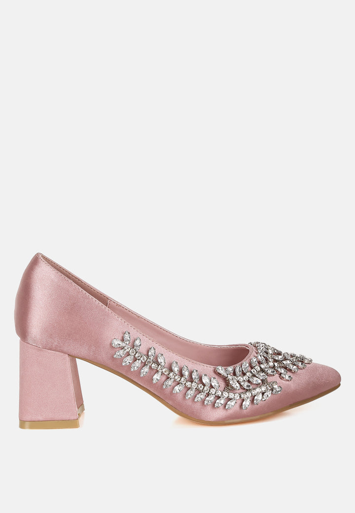 women satin diamante embellished pumps#color_blush