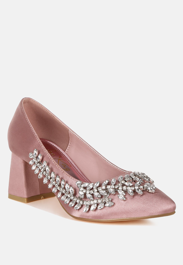satin diamante embellished pumps#colour_blush