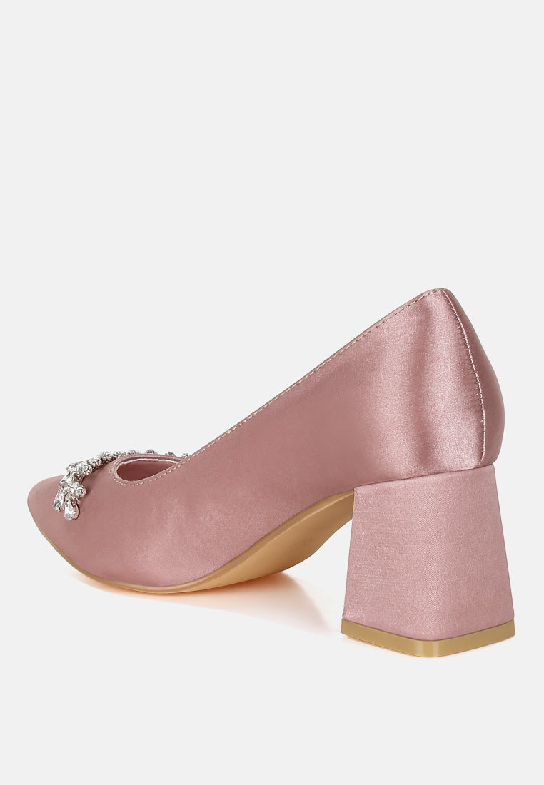satin diamante embellished pumps#colour_blush