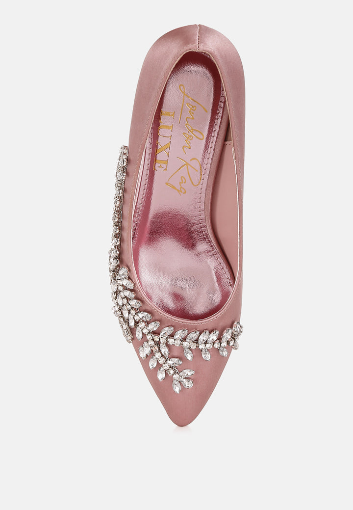 women satin diamante embellished pumps#color_blush