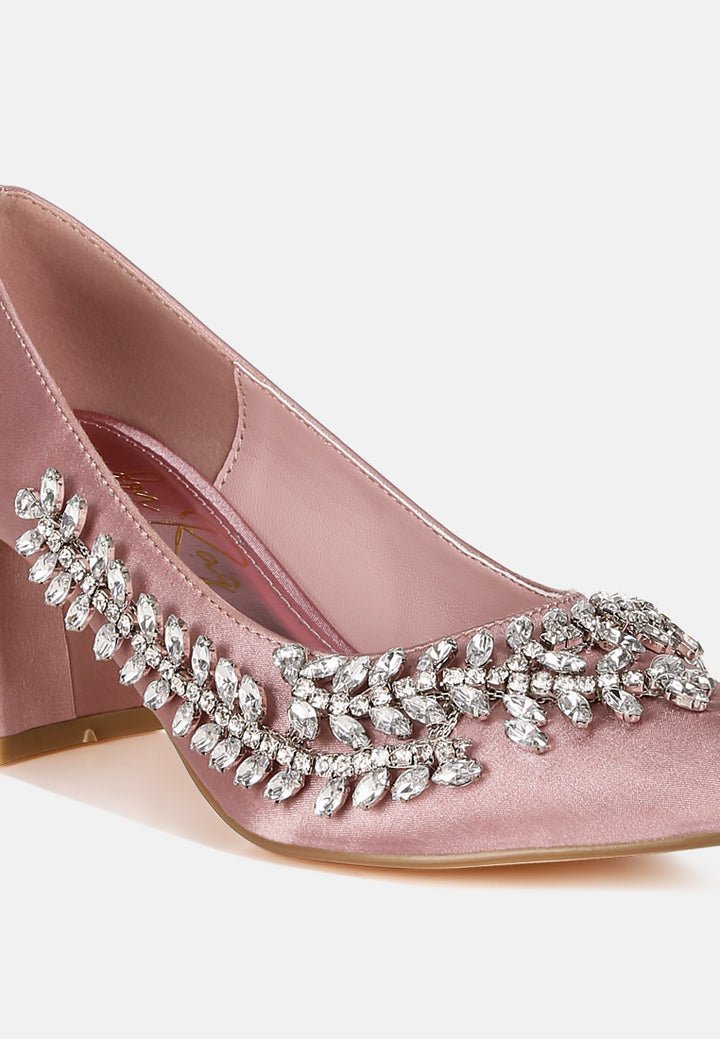 satin diamante embellished pumps#colour_blush