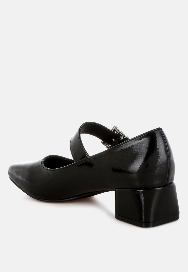 women diamante brooch metallic mary jane pumps#color_black