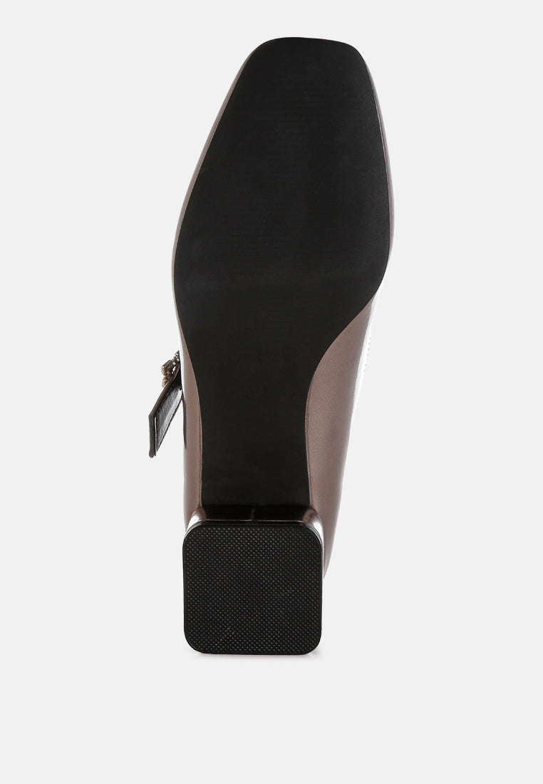 women diamante brooch metallic mary jane pumps#color_pewter