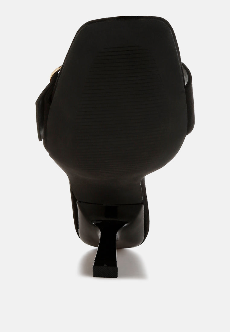 women buckle strap slip on sandals#color_black