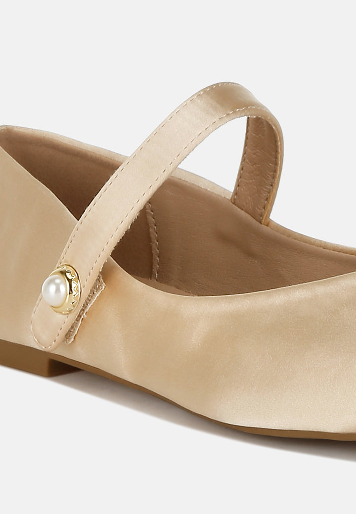 women patent toe cap satin mary jane ballerina#color_gold
