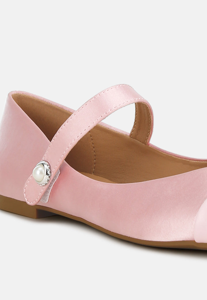 women patent toe cap satin mary jane ballerina#color_pink