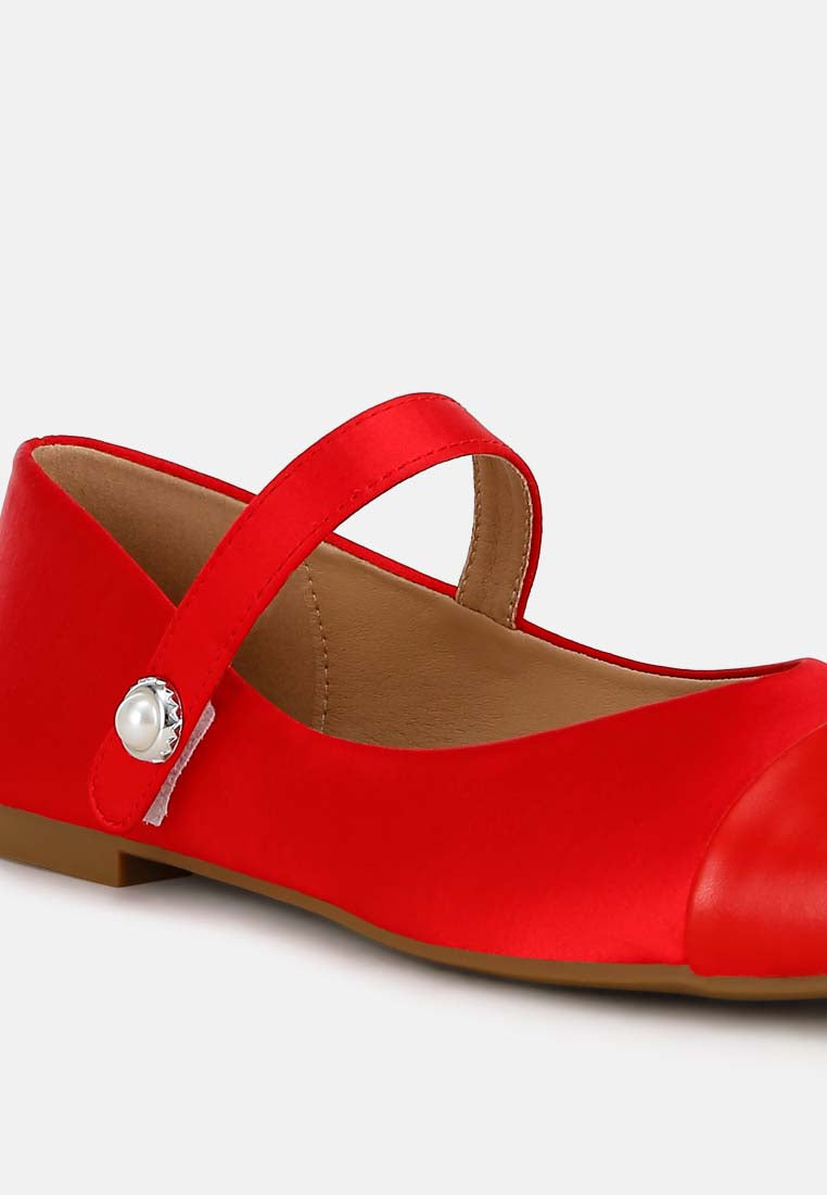 women patent toe cap satin mary jane ballerina#color_red