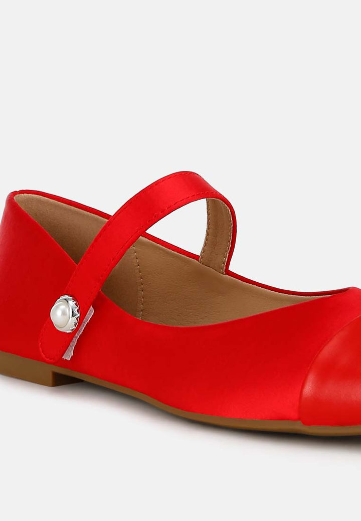 women patent toe cap satin mary jane ballerina#color_red