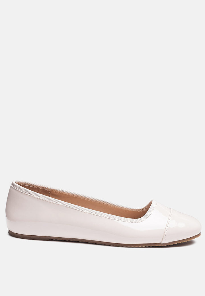 women almond toe ballerina flat shoes#color_white
