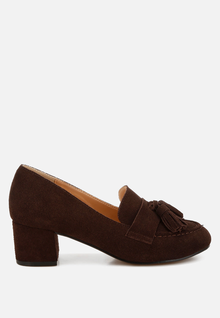 women suede tassel loafers#color_brown