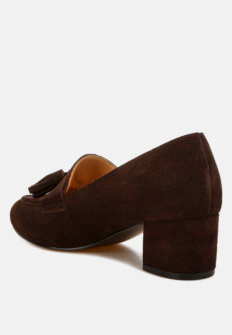 women suede tassel loafers#color_brown