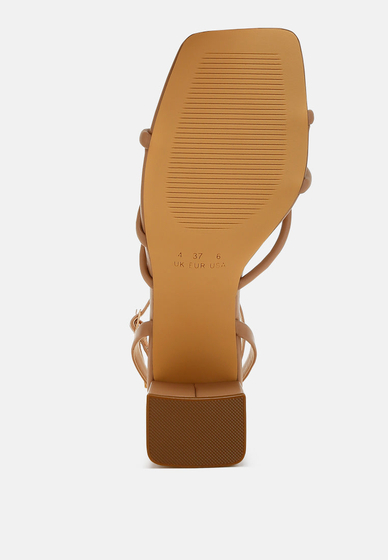 women low block heel strappy sandals#color_camel
