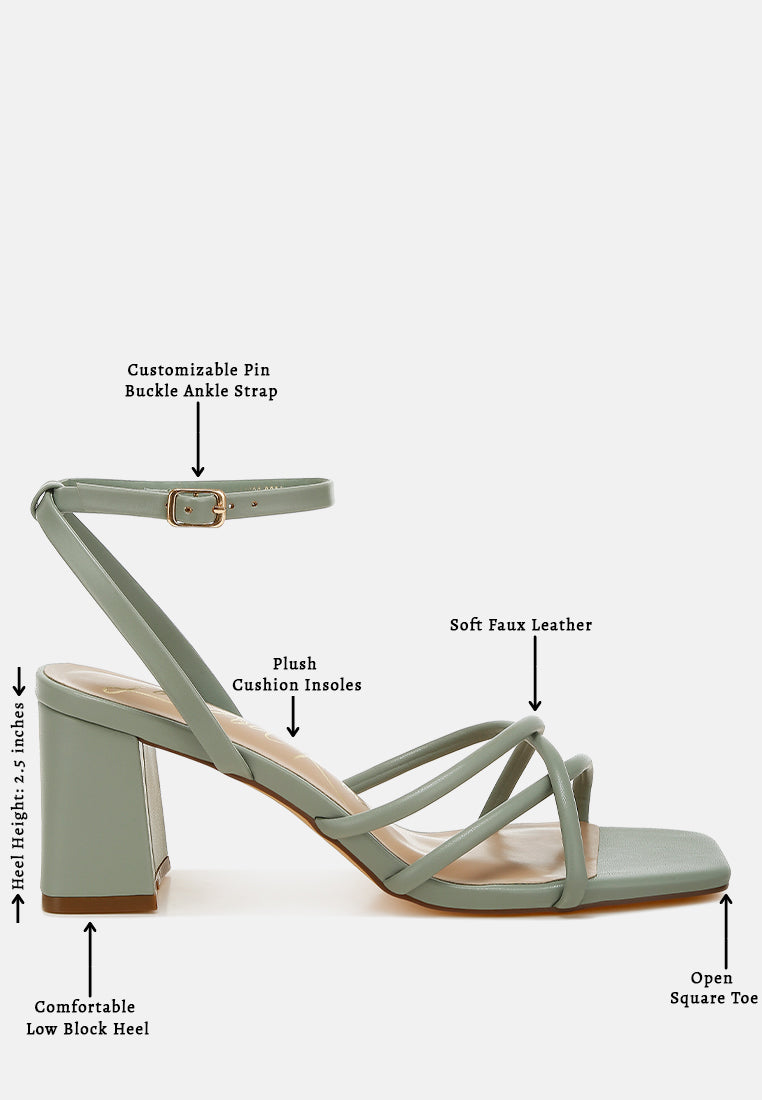 women low block heel strappy sandals#color_green