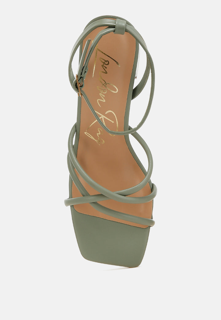 women low block heel strappy sandals#color_green