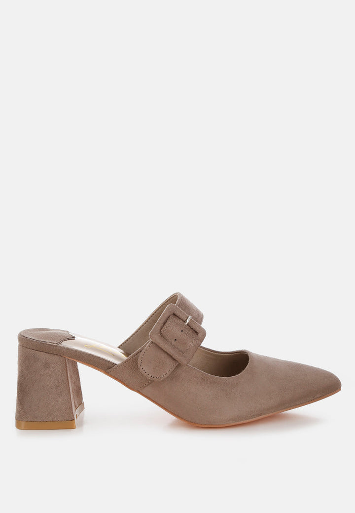 buckle strap detail microfiber mules#color_taupe
