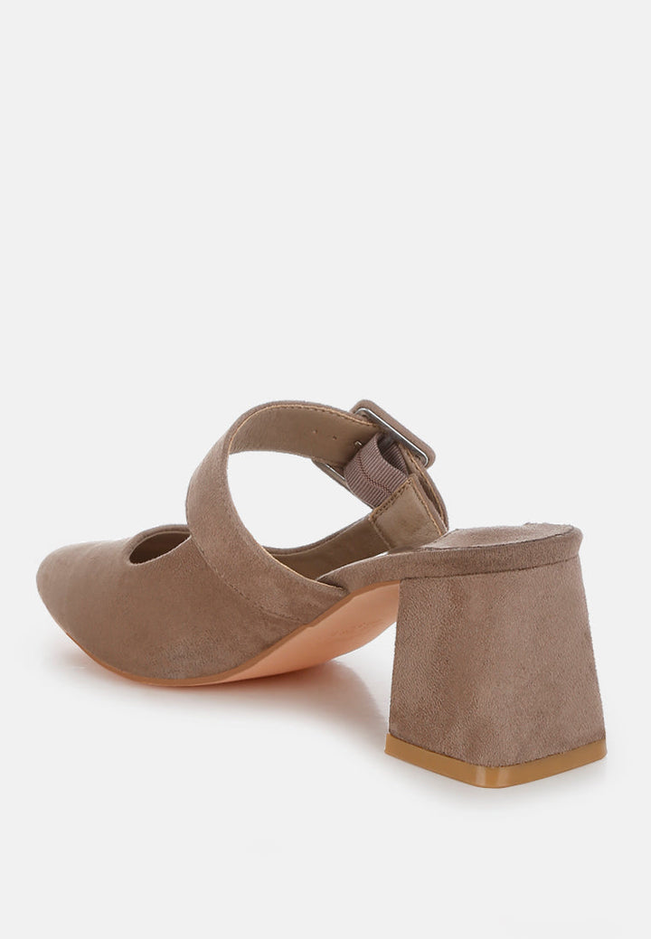 buckle strap detail microfiber mules#color_taupe