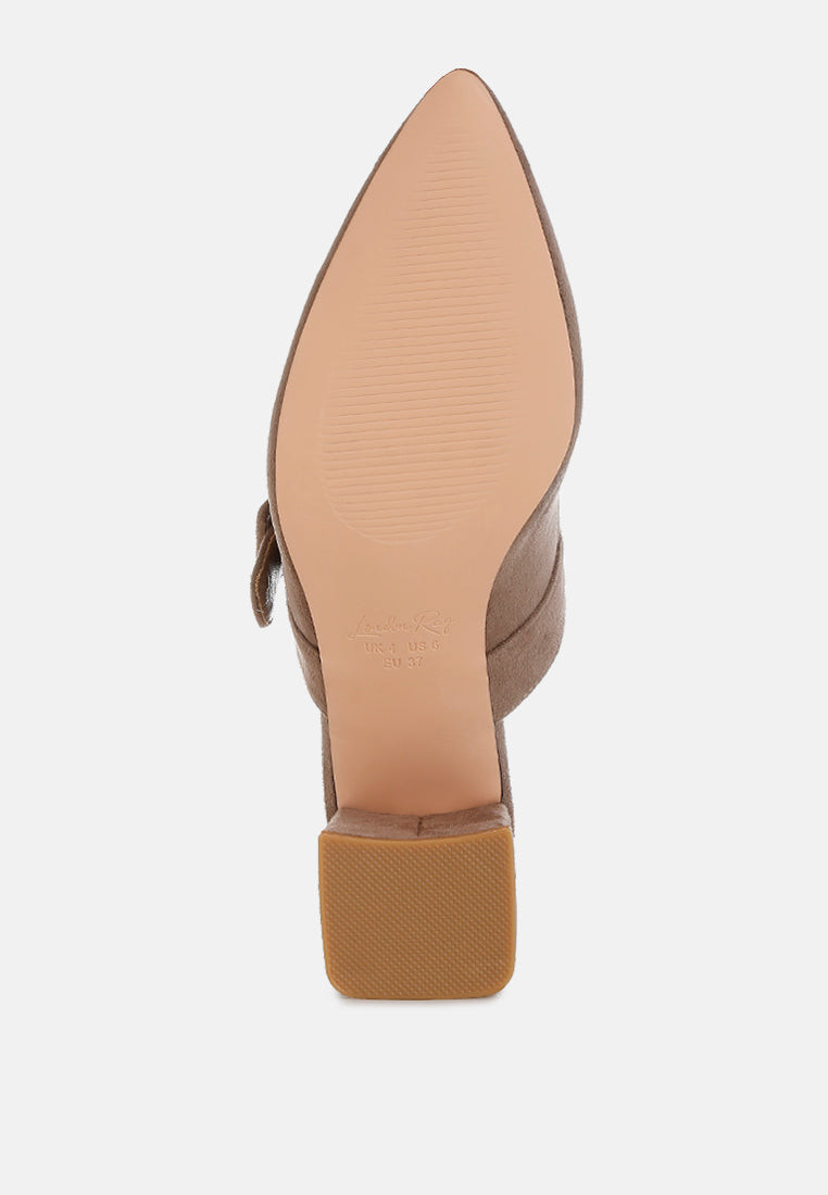 buckle strap detail microfiber mules#color_taupe
