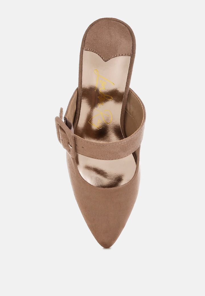 buckle strap detail microfiber mules#color_taupe