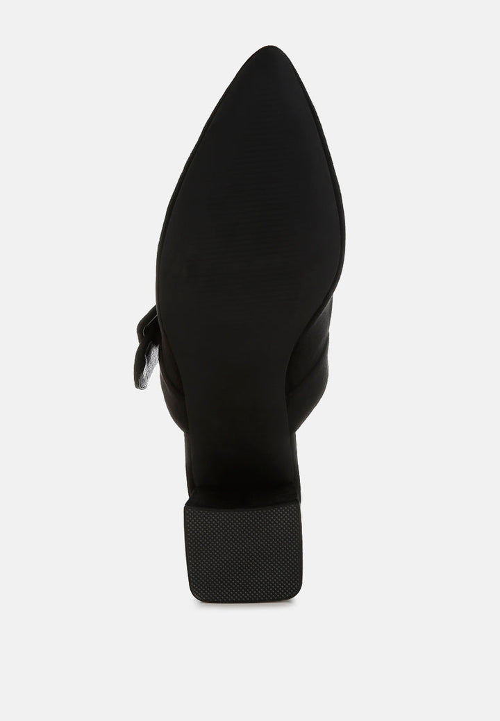 buckle strap detail microfiber mules by mode#color_black