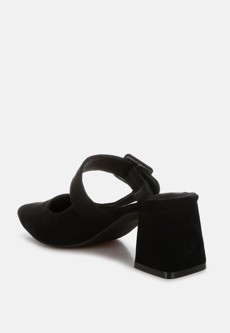 buckle strap detail microfiber mules by mode#color_black