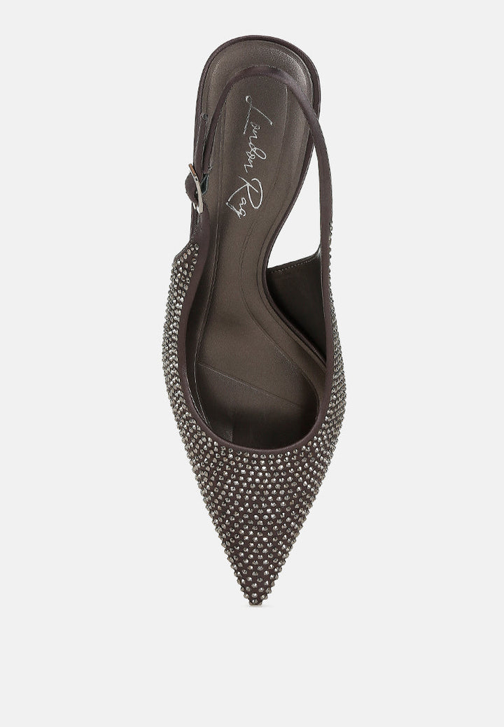 rhinestones embellished slingback sandals#color_pewter