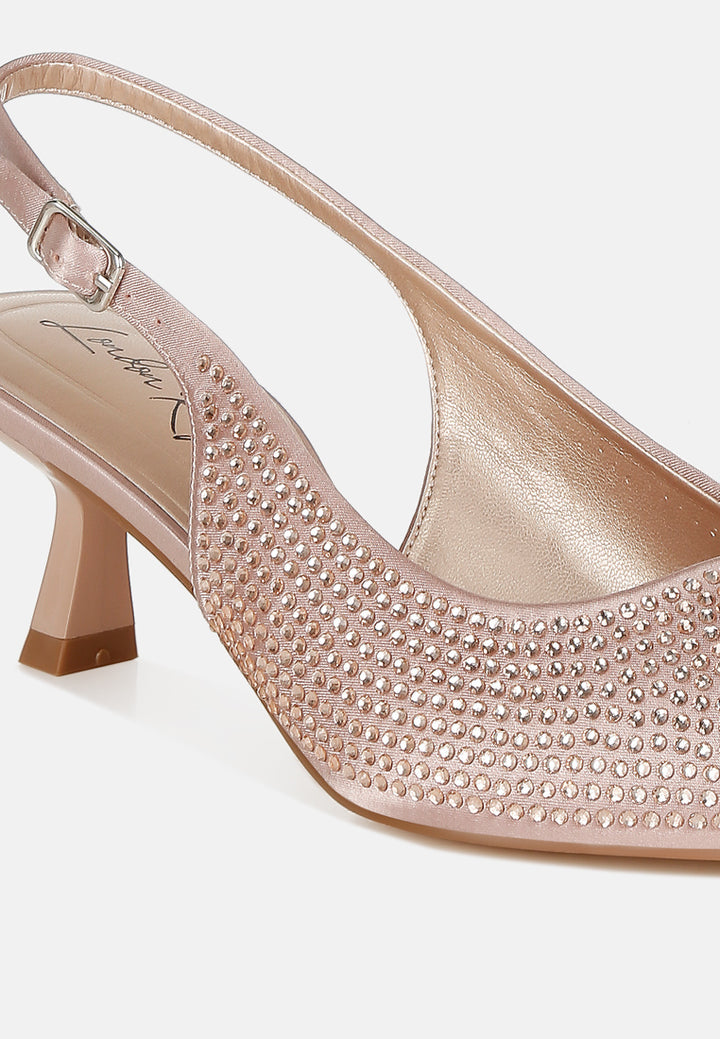 women rhinestones embellished slingback sandals#color_rose-gold