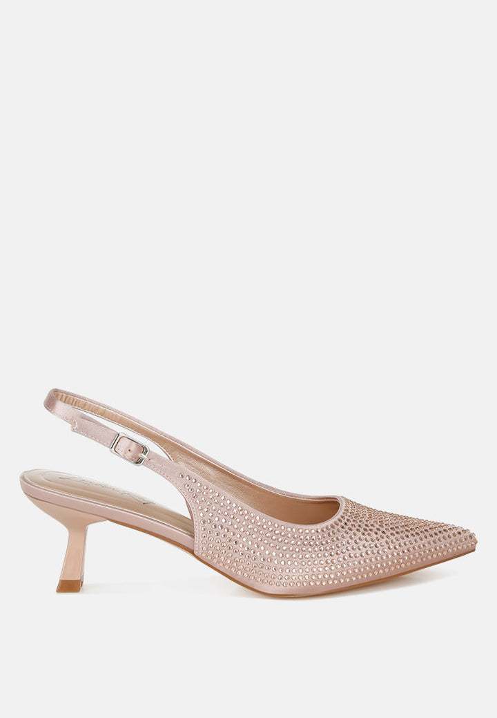 rhinestones embellished slingback sandals#color_rose-gold