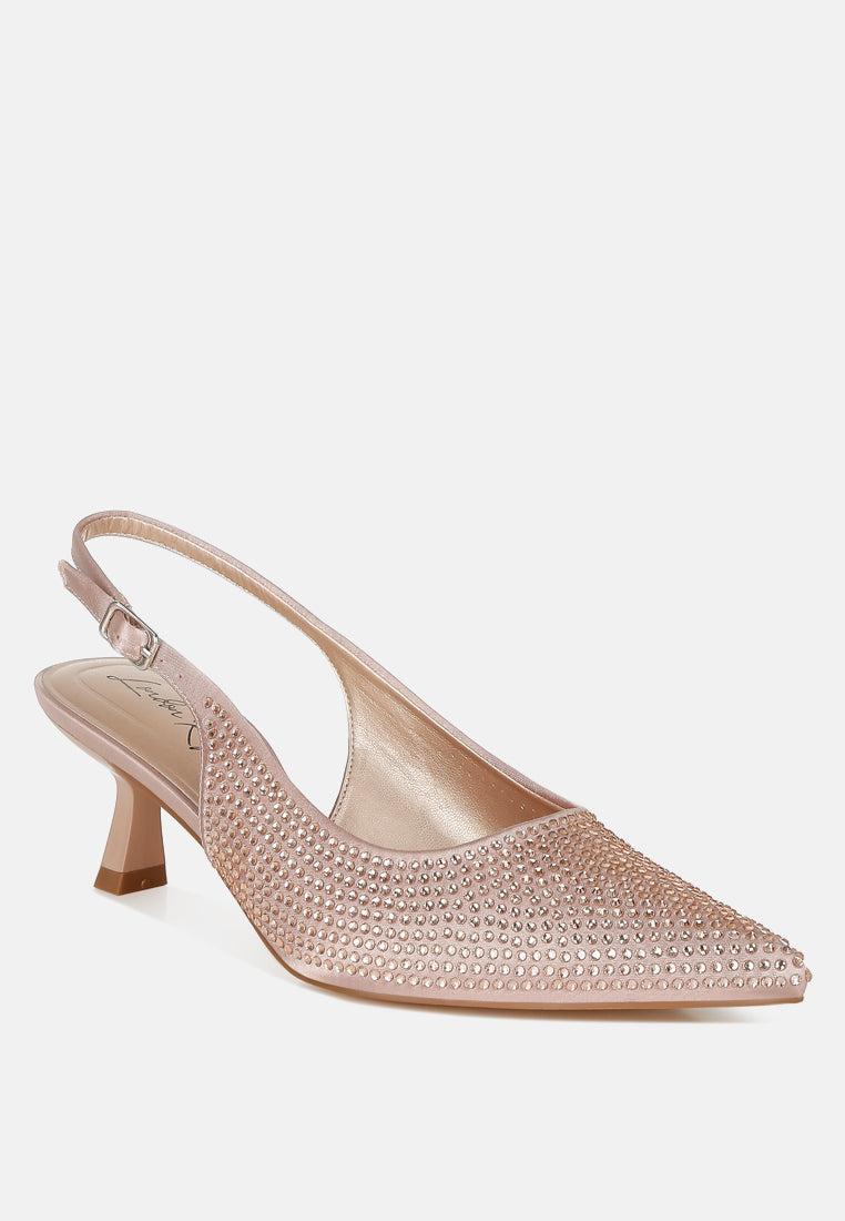 women rhinestones embellished slingback sandals#color_rose-gold