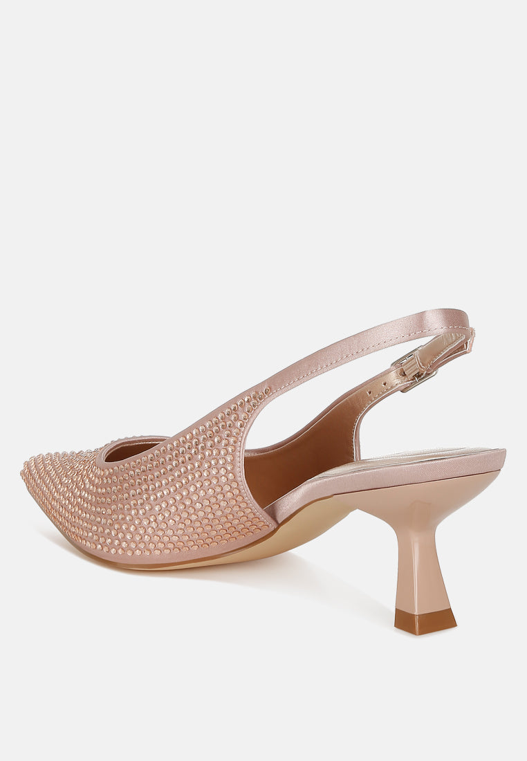 rhinestones embellished slingback sandals#color_rose-gold