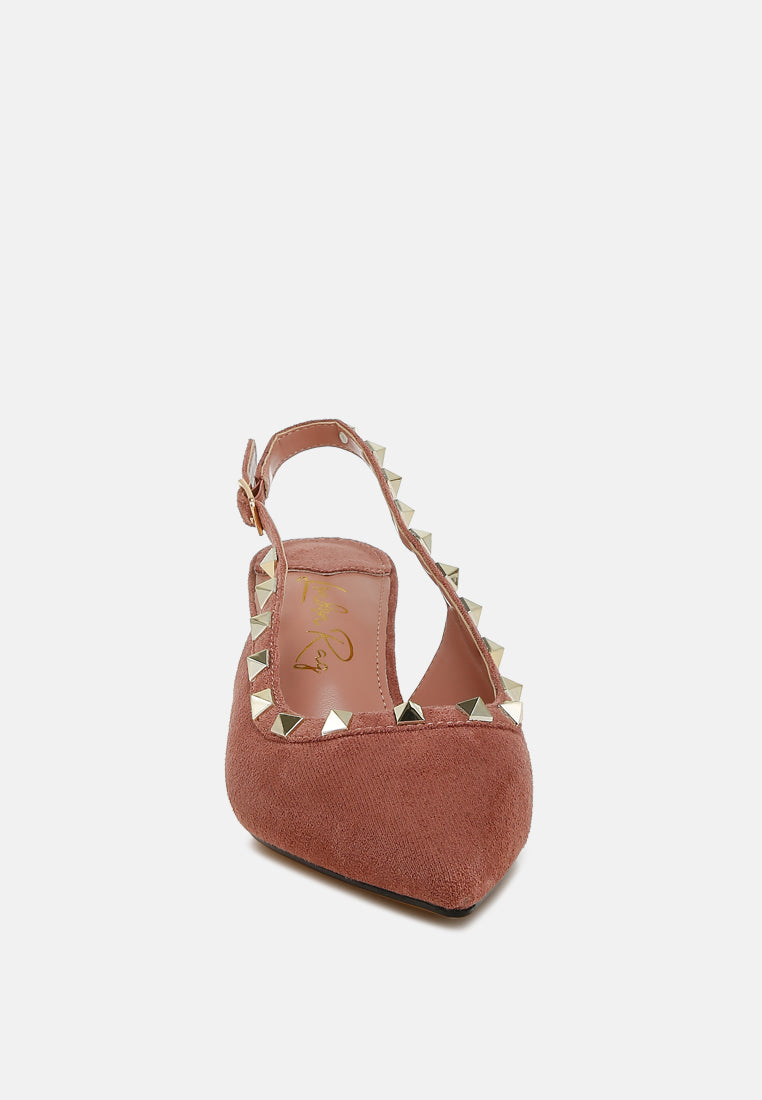 stud emebllished microfiber sandals by mode#color_blush