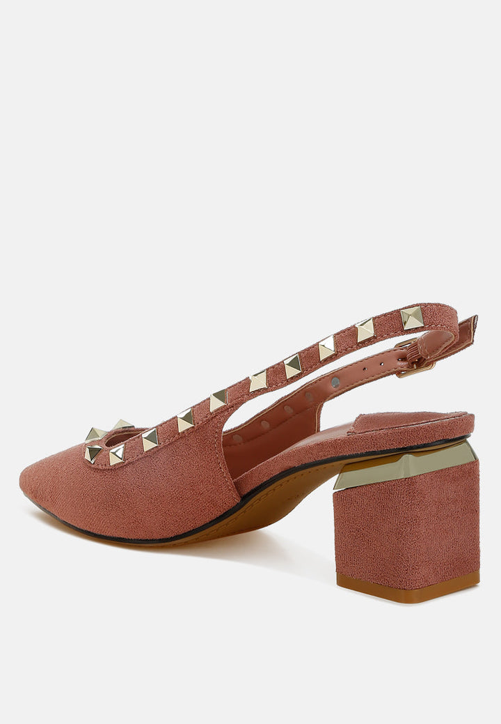 stud emebllished microfiber sandals by mode#color_blush