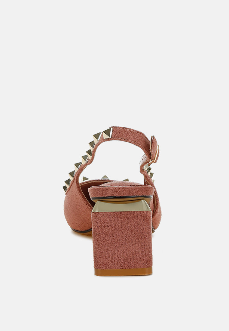 stud emebllished microfiber sandals by mode#color_blush