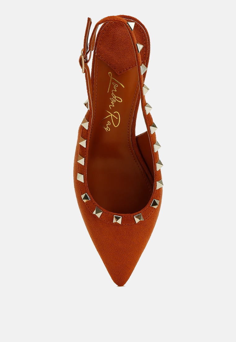 stud emebllished microfiber sandals by mode#color_tan