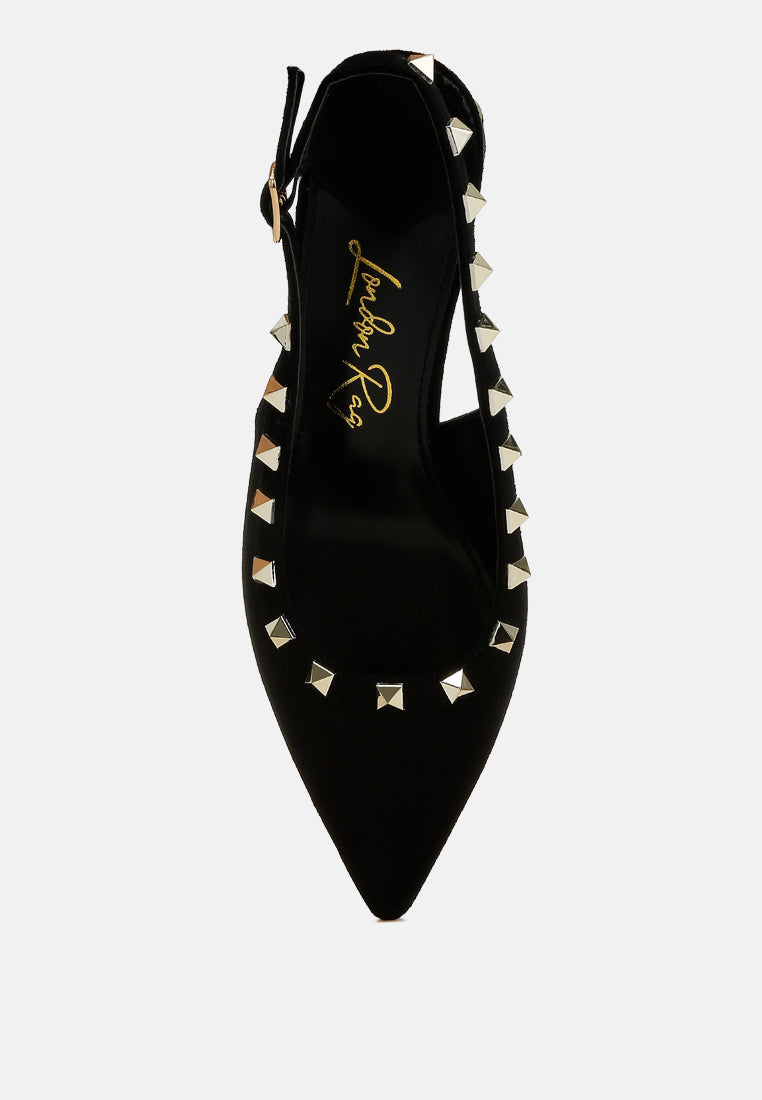 women stud embellished microfiber sandals#color_black