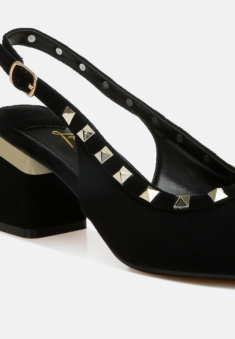 women stud embellished microfiber sandals#color_black