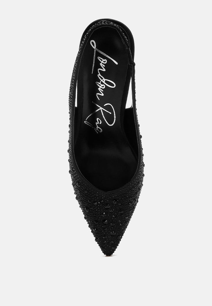 women luxurious satin pearl slingback sandals#color_black