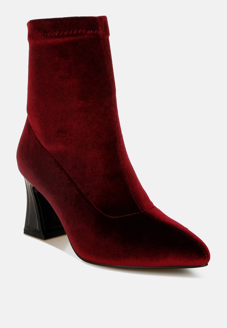 flared block heel velvet boots#colour_burgundy