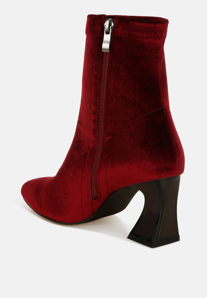 flared block heel velvet boots#colour_burgundy