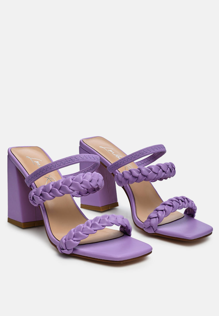 women woven strap casual block sandals#color_purple