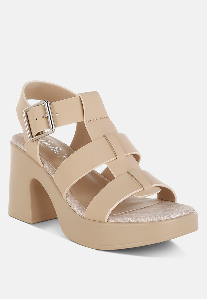 Women Chunky Pin Buckle Platform Heels