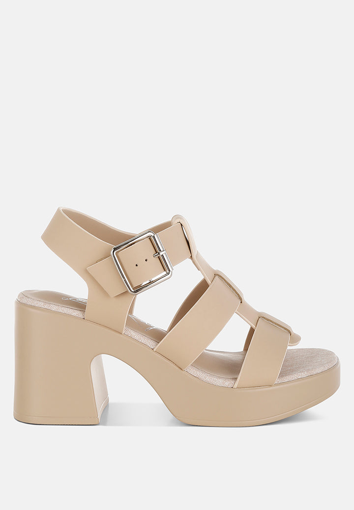 Women Chunky Pin Buckle Platform Heels