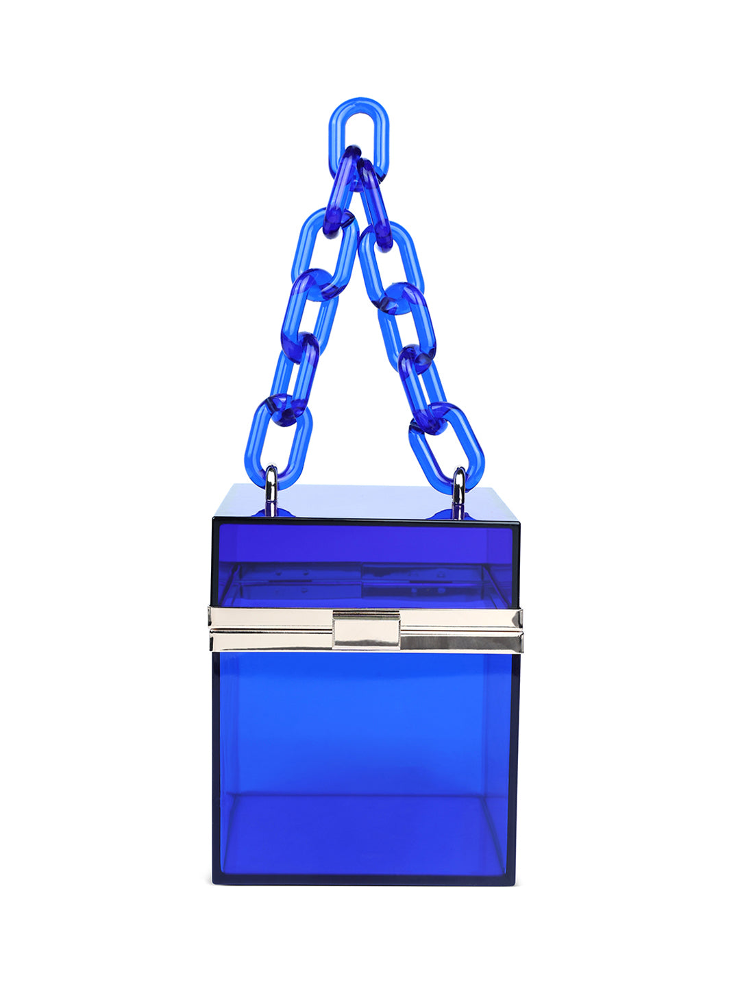 cuboid clear box clutch bag#color_blue