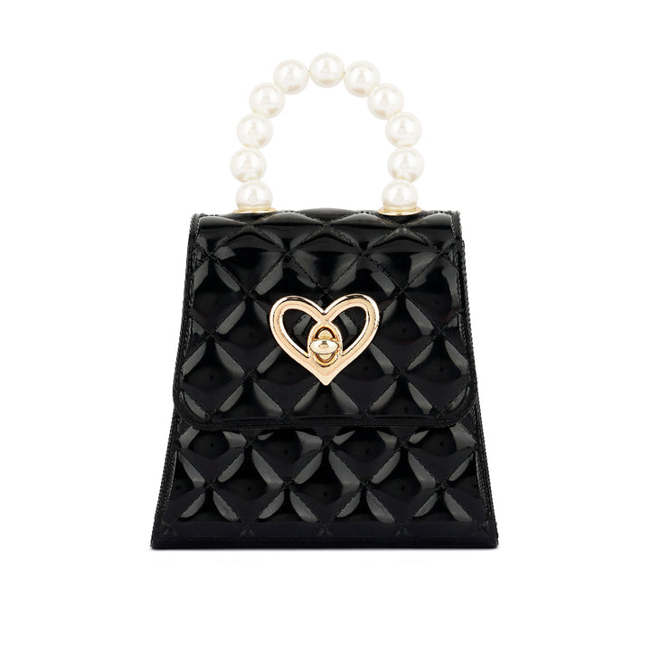 Jelly Quilted Pearl Sling Bag in Black