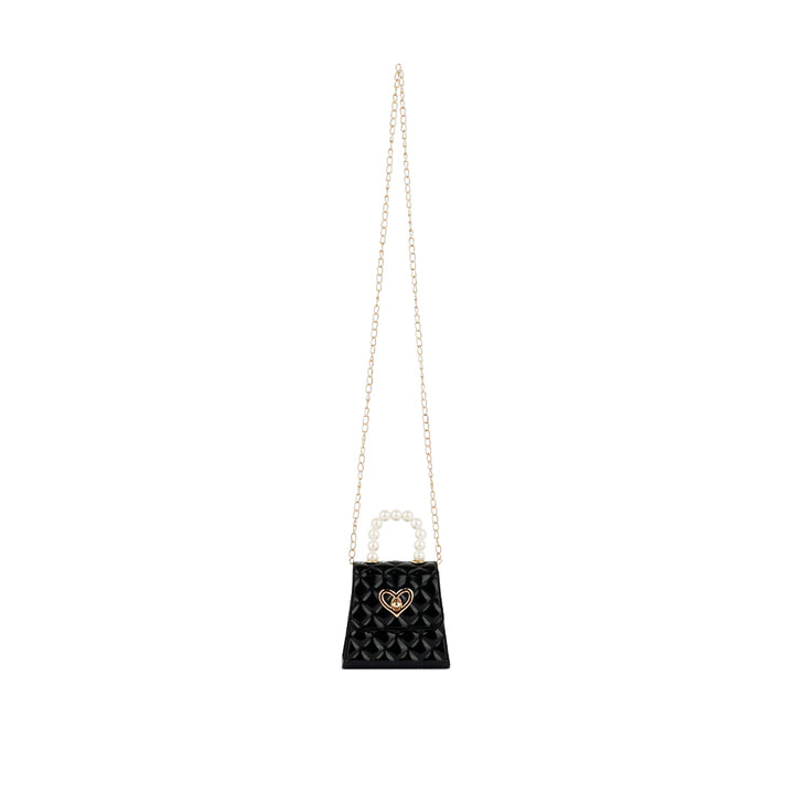 Jelly Quilted Pearl Sling Bag in Black