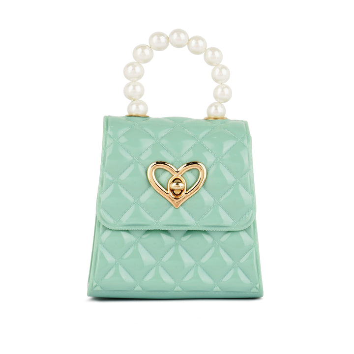 Jelly Quilted Pearl Sling Bag in Mint