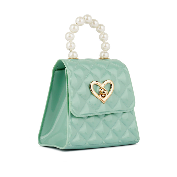 Jelly Quilted Pearl Sling Bag in Mint